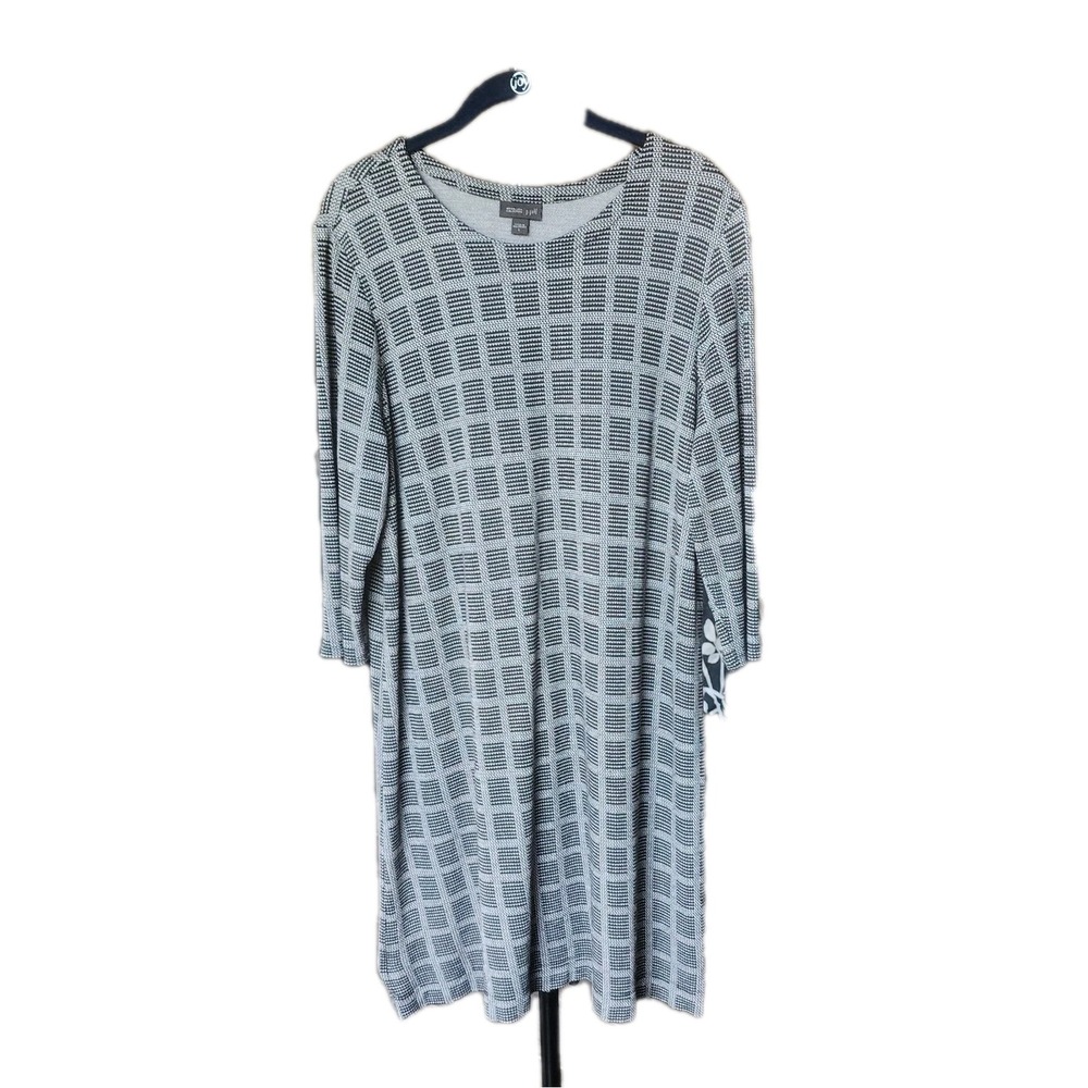 J Jill Shift Dress Womens Large Black White Casual Comfort Lounge Chic Soft